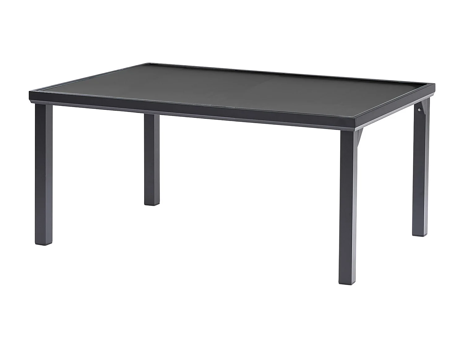 Table BlackEdition 6 places structure en aluminium noire et verre trempé opaque