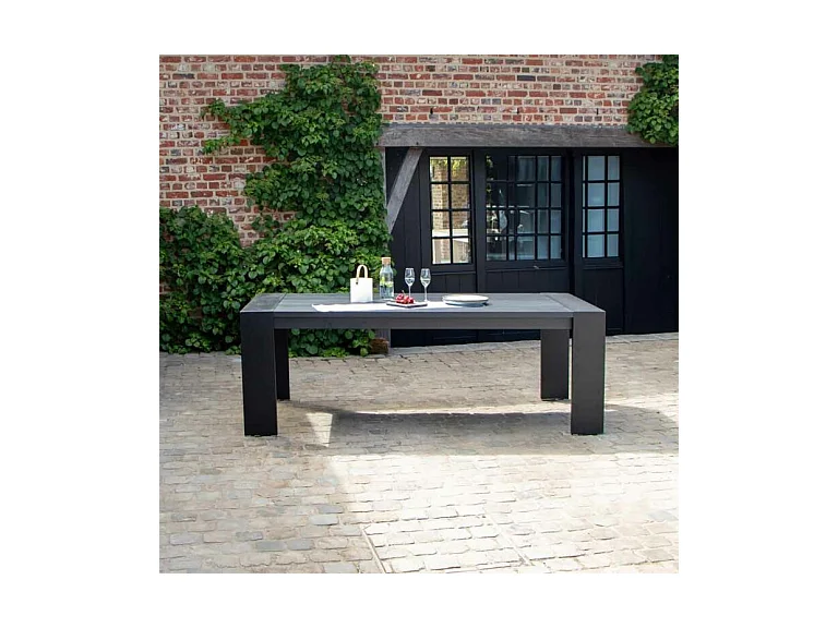 Table Ibiza fixe 6/8 personnes structure aluminium noire, plateau en aluminium Noir