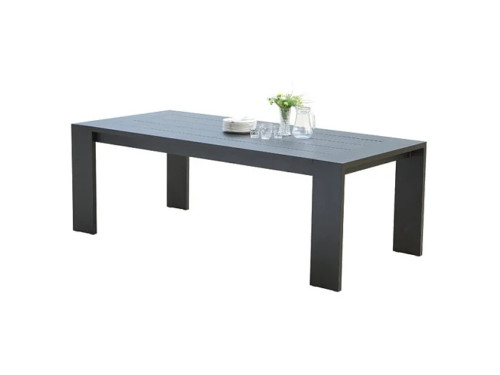 Table Ibiza fixe 6/8 personnes structure aluminium noire, plateau en aluminium Noir