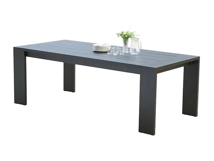 Table Ibiza fixe 6/8 personnes structure aluminium noire, plateau en aluminium Noir