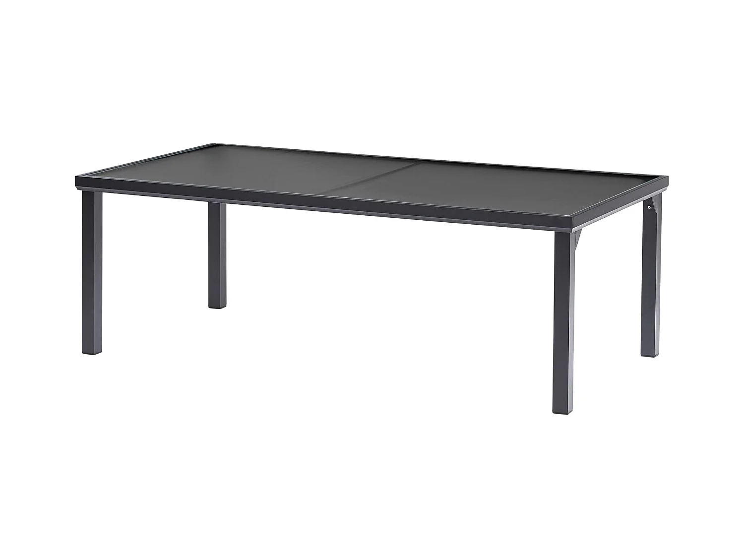 Table BlackEdition 8 places structure en aluminium noire et verre trempé opaque