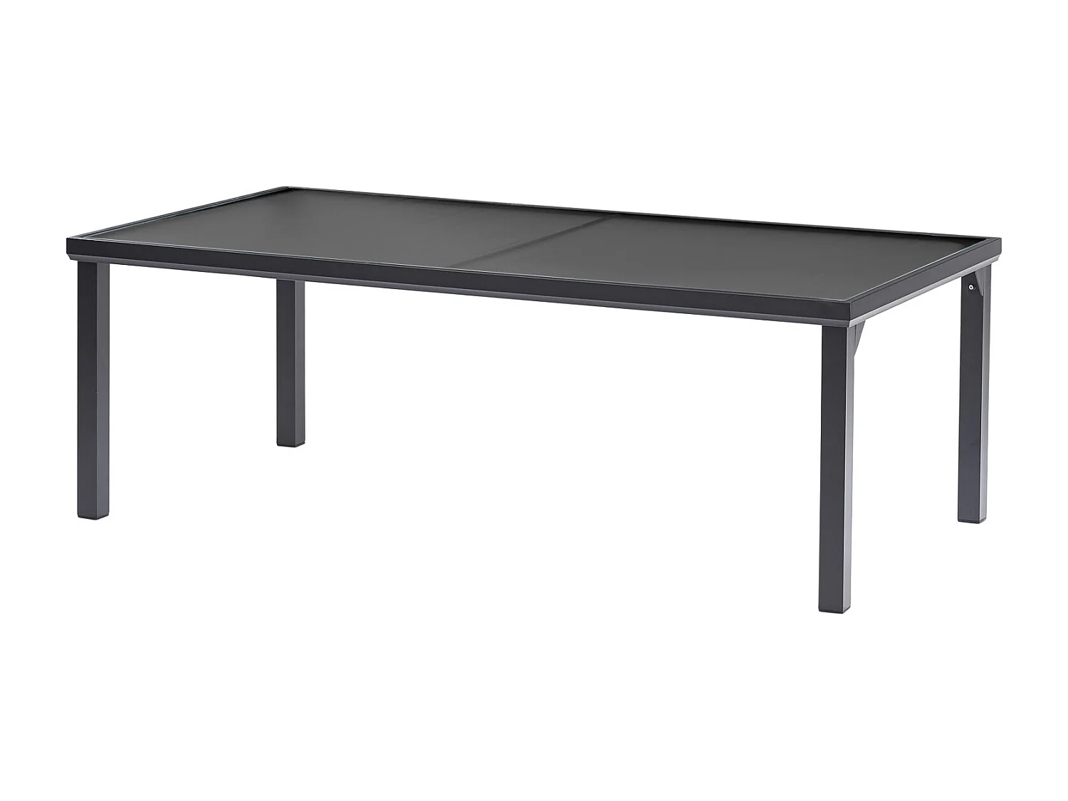 Table BlackEdition 8 places structure en aluminium noire et verre trempé opaque