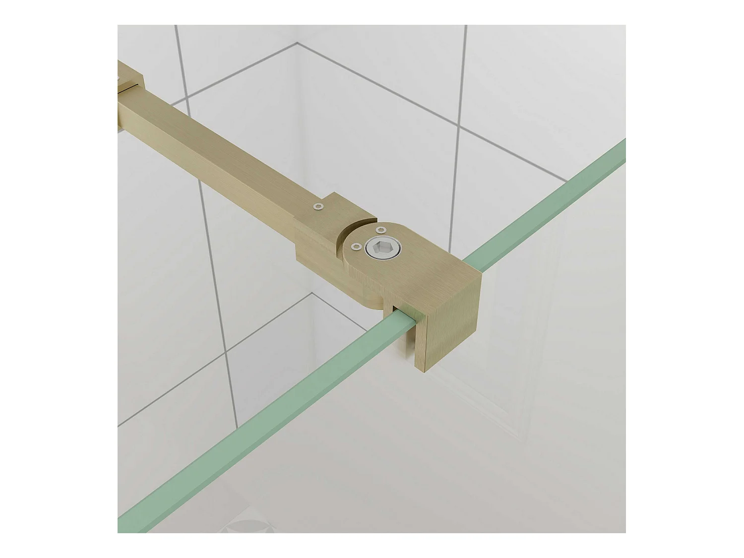 70x200cm Douchewand inloopdouche,10mm dik mat gehard glas met explosieveilige folie,stabilisatiestang 73-120cm (verstelbaar),gouden profiel.