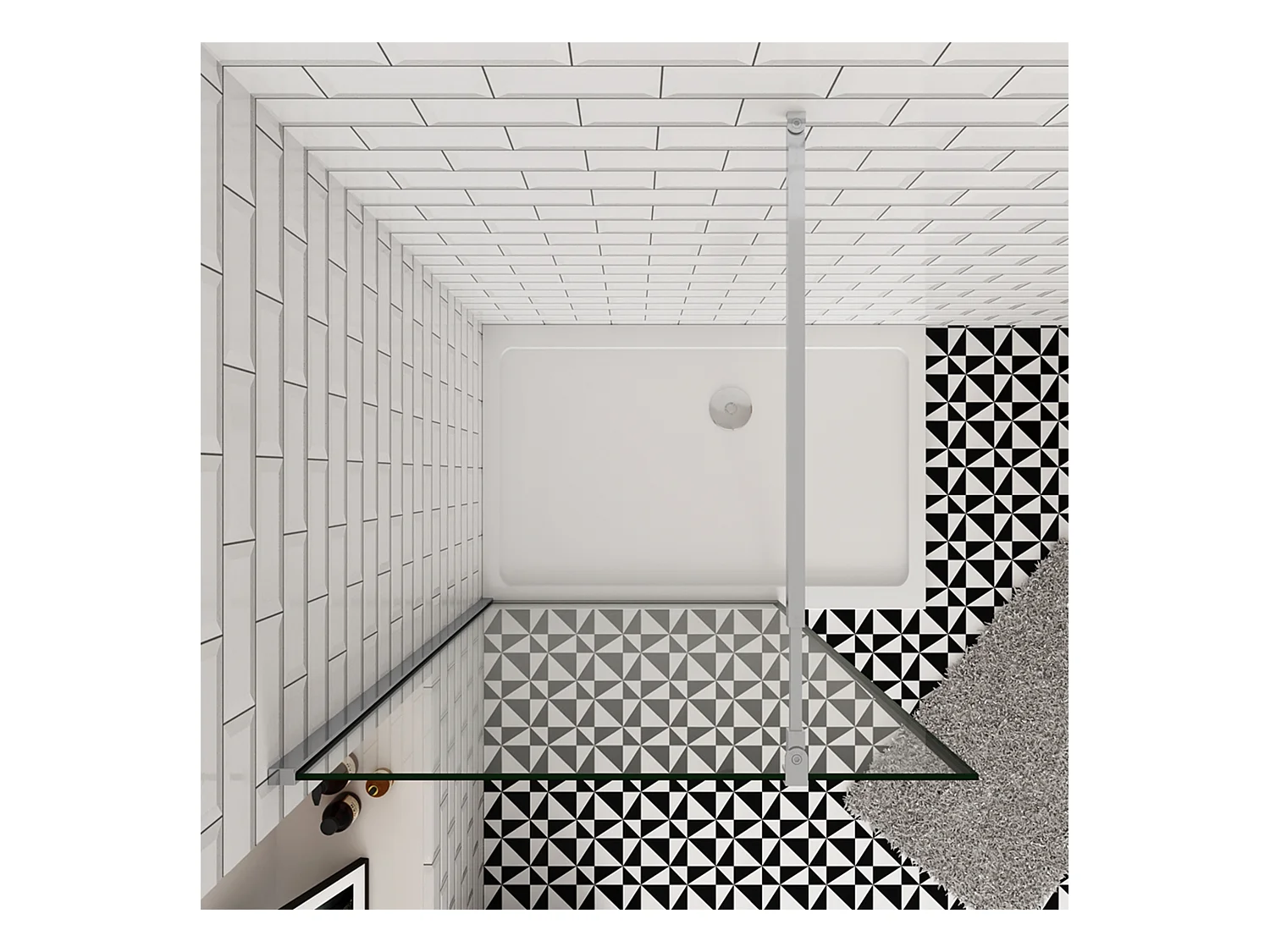 90x200cm inloopdouche-douchecabine,8mm mat zwart kader en raste gehard glas,Easyclean,antikalk,stabilisatiestang 73-120cm(verstelbaar),glanzend chroom profiel