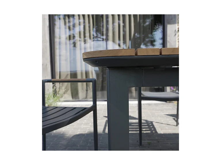 Ensemble 6/8 places en teck massif et aluminium Anthracite PIANA