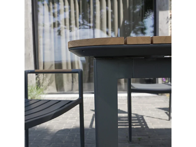 Ensemble 6/8 places en teck massif et aluminium Anthracite PIANA