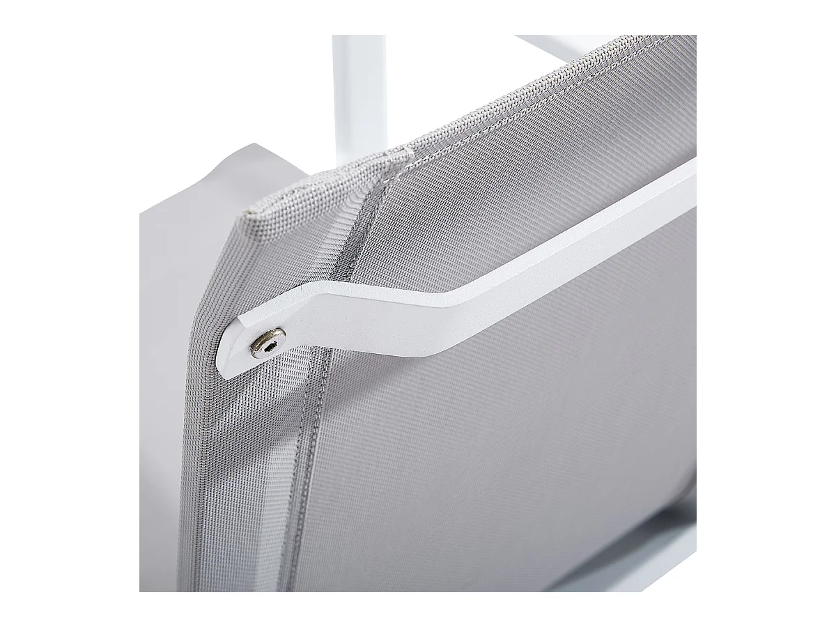 Ensemble BALITECK 8/12p en aluminium blanc, plateau en Teck avec 8 fauteuils et 4 chaises pliantes en aluminium et textilène