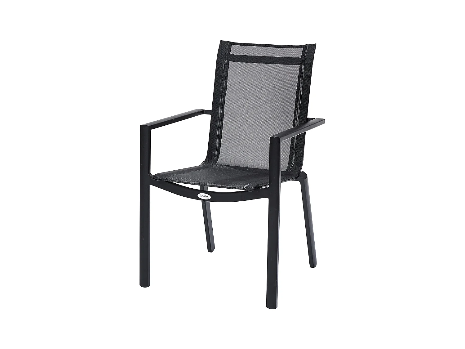 Ensemble IBIZA 8/10p en aluminium gris/noir et 10 fauteuils en textilène