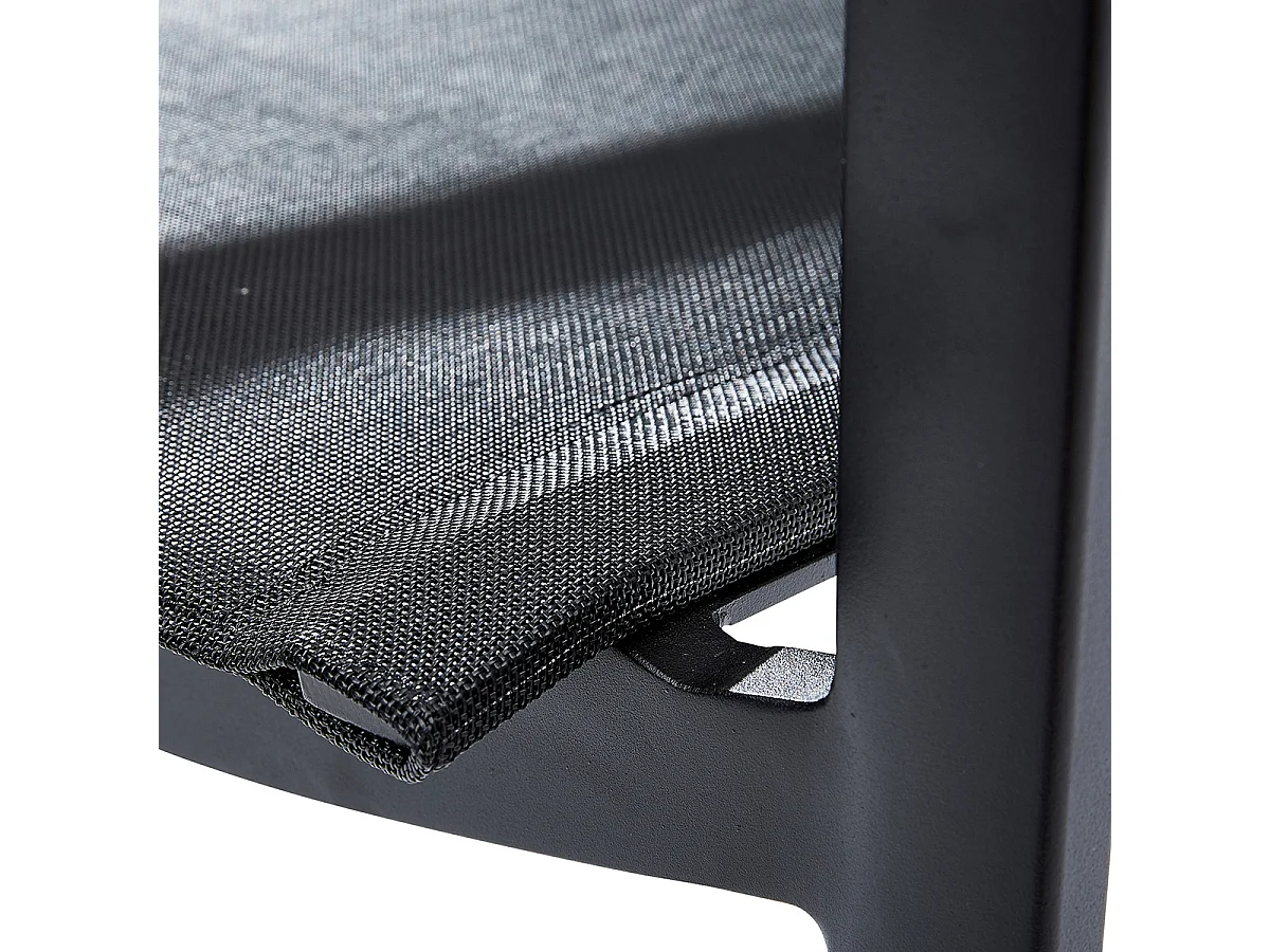 Ensemble IBIZA 8/10p en aluminium gris/noir et 10 fauteuils en textilène