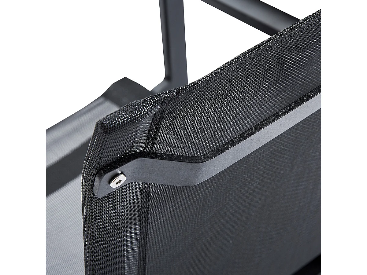 Ensemble IBIZA 8/10p en aluminium gris/noir et 10 fauteuils en textilène