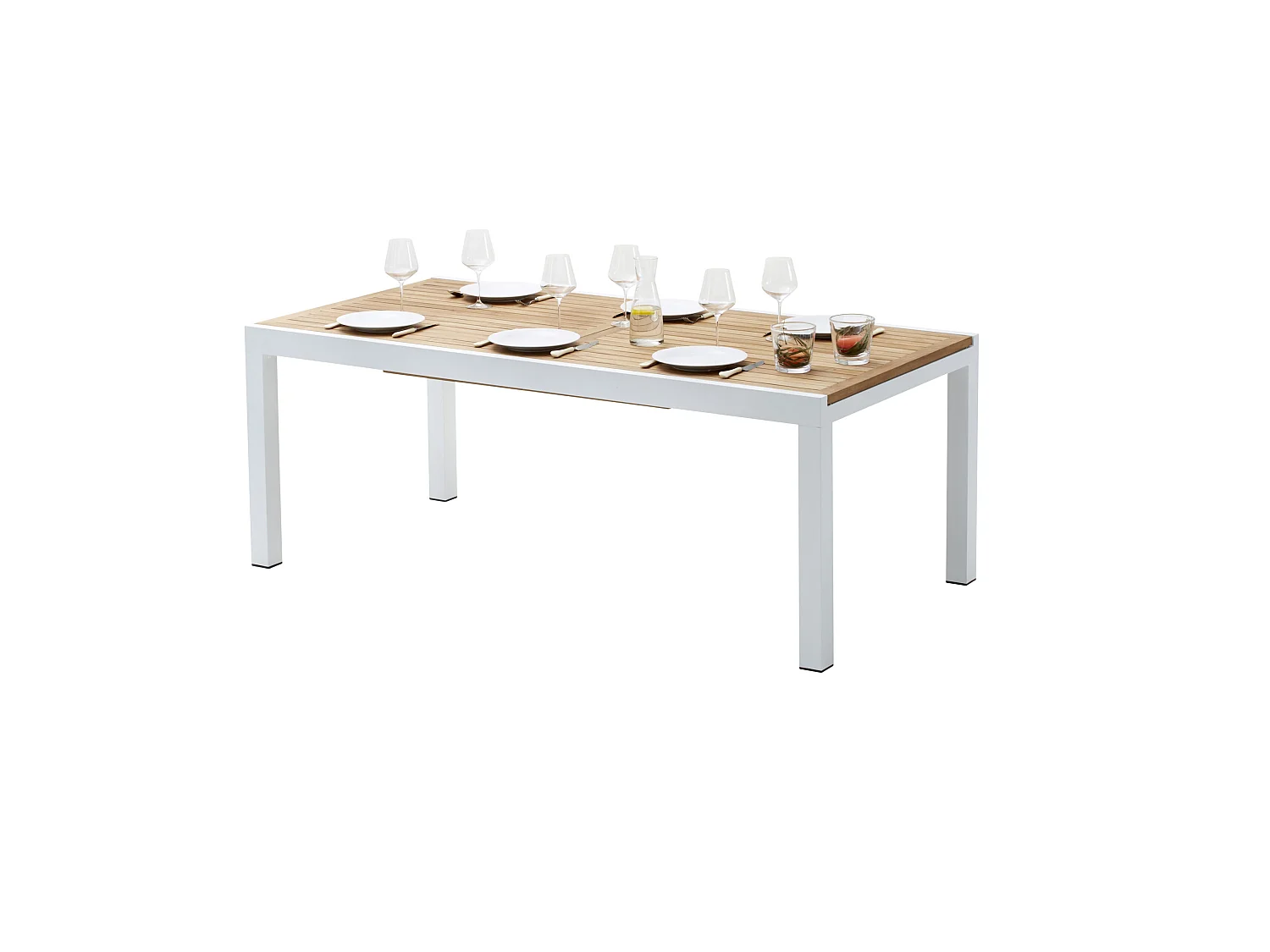 Ensemble de jardin aluminium blanc et teck 8/12P 8 fauteuils BALITECK