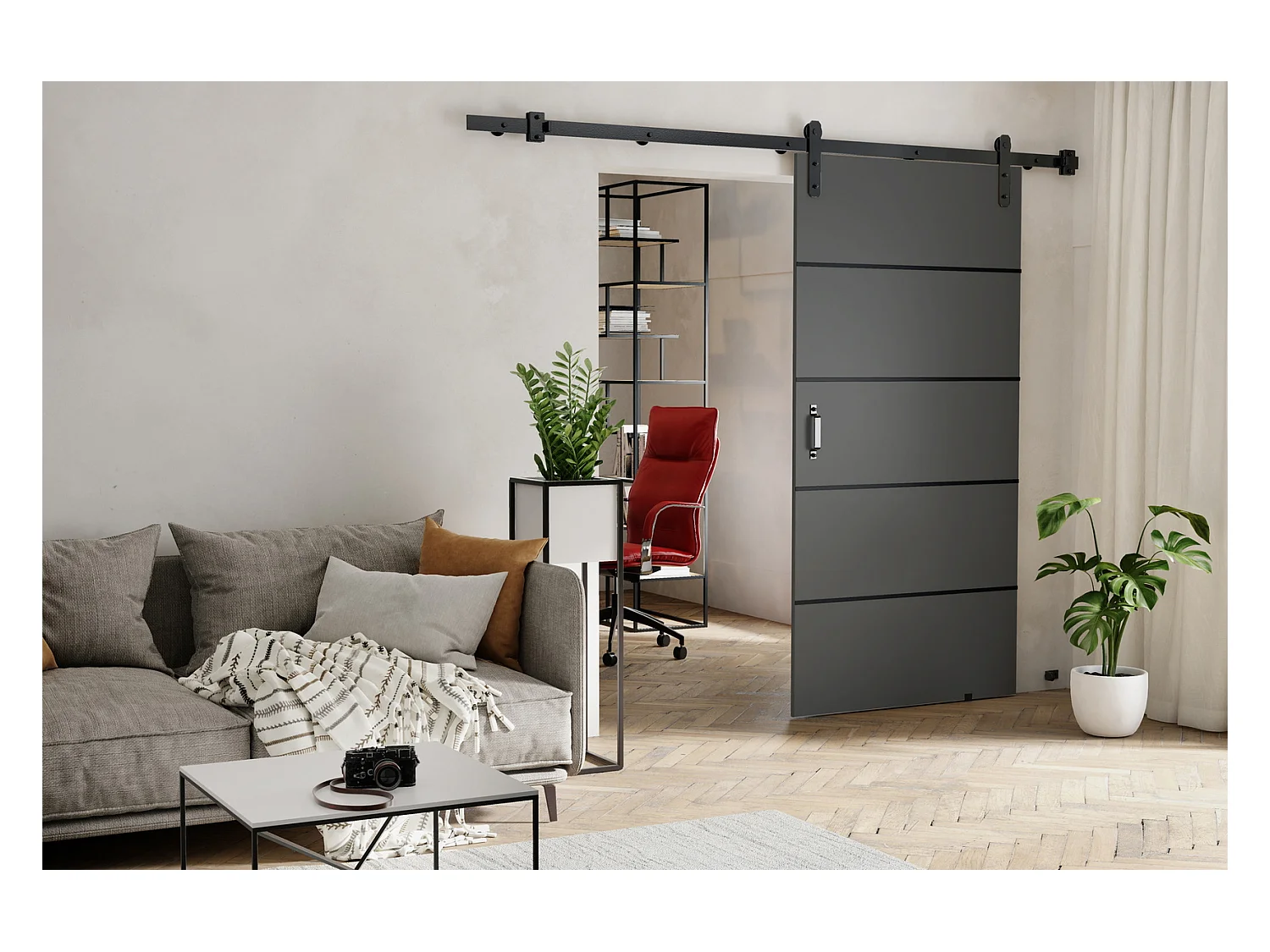 Emporius Porte coulissante 100 cm Lomar Plus - Graphite