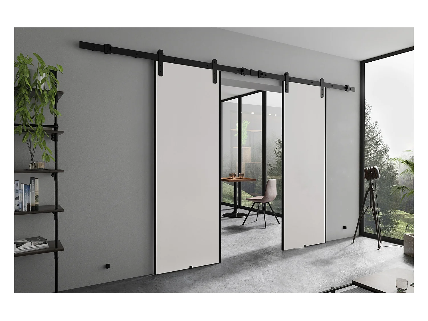 Emporius Porte coulissante 210 cm Ares Duo - porte suspendue coulissante, loft - Blanc