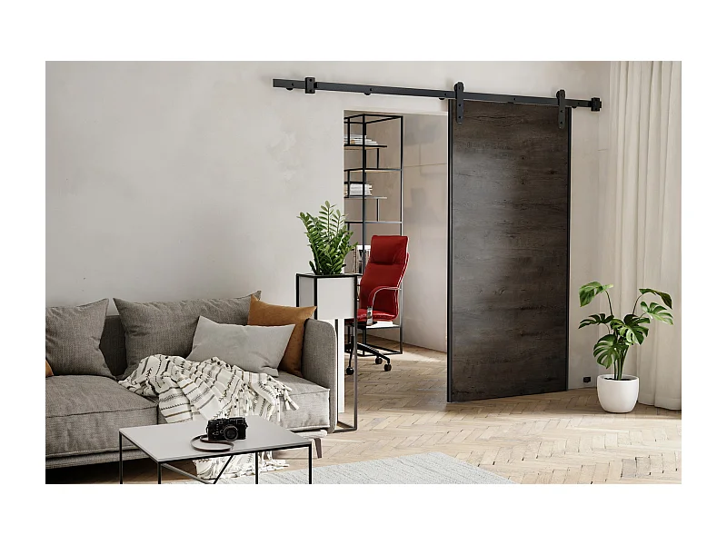 Emporius Schiebetür 70 cm Ares - Loft-Stil, Schiebetürsystem - Dunkel Eiche