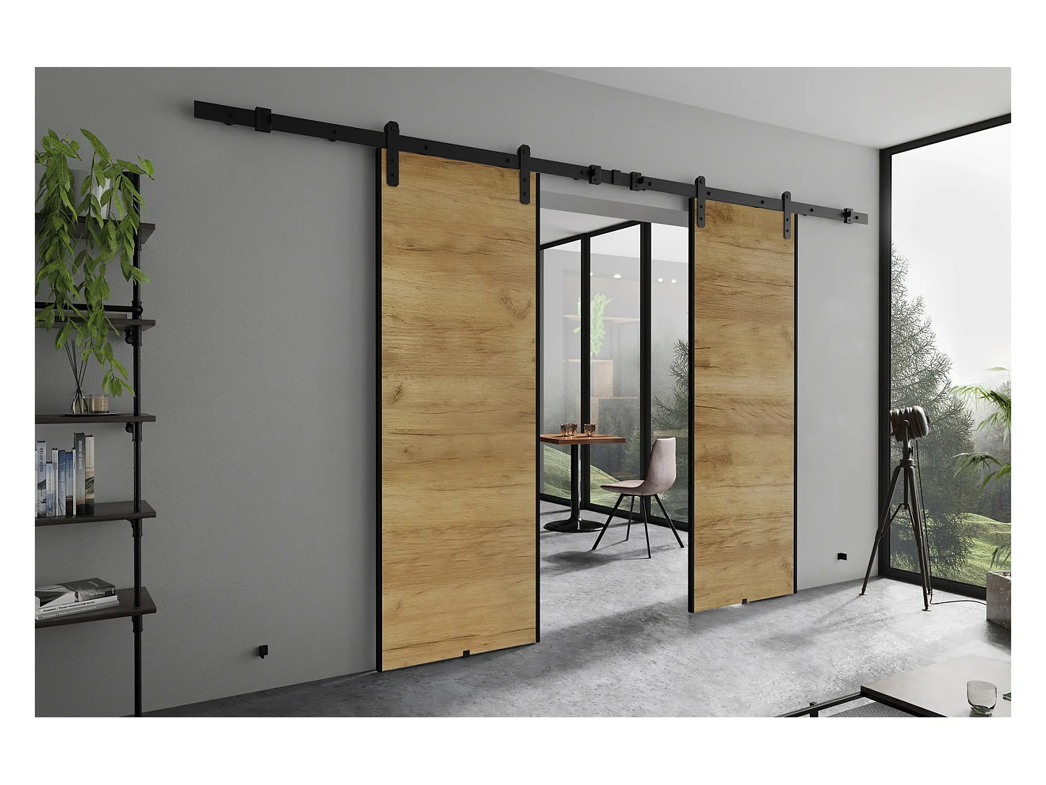 Schuifdeur 210 cm Ares Duo - Schuifdeursysteem, schuifhordeur rail - Craft gold