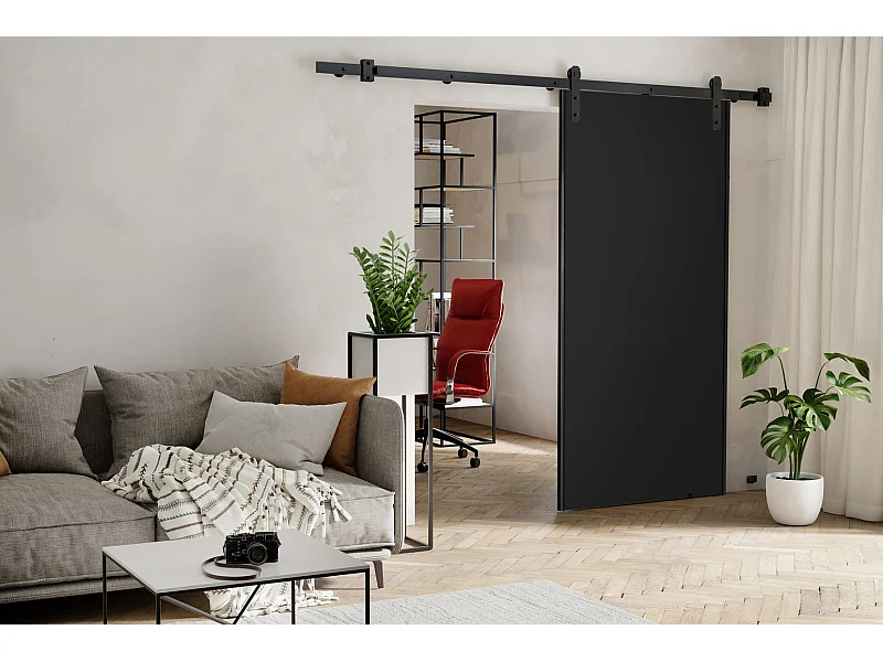 Emporius Porte coulissante 100 cm Ares - porte suspendue coulissante, loft - Noir