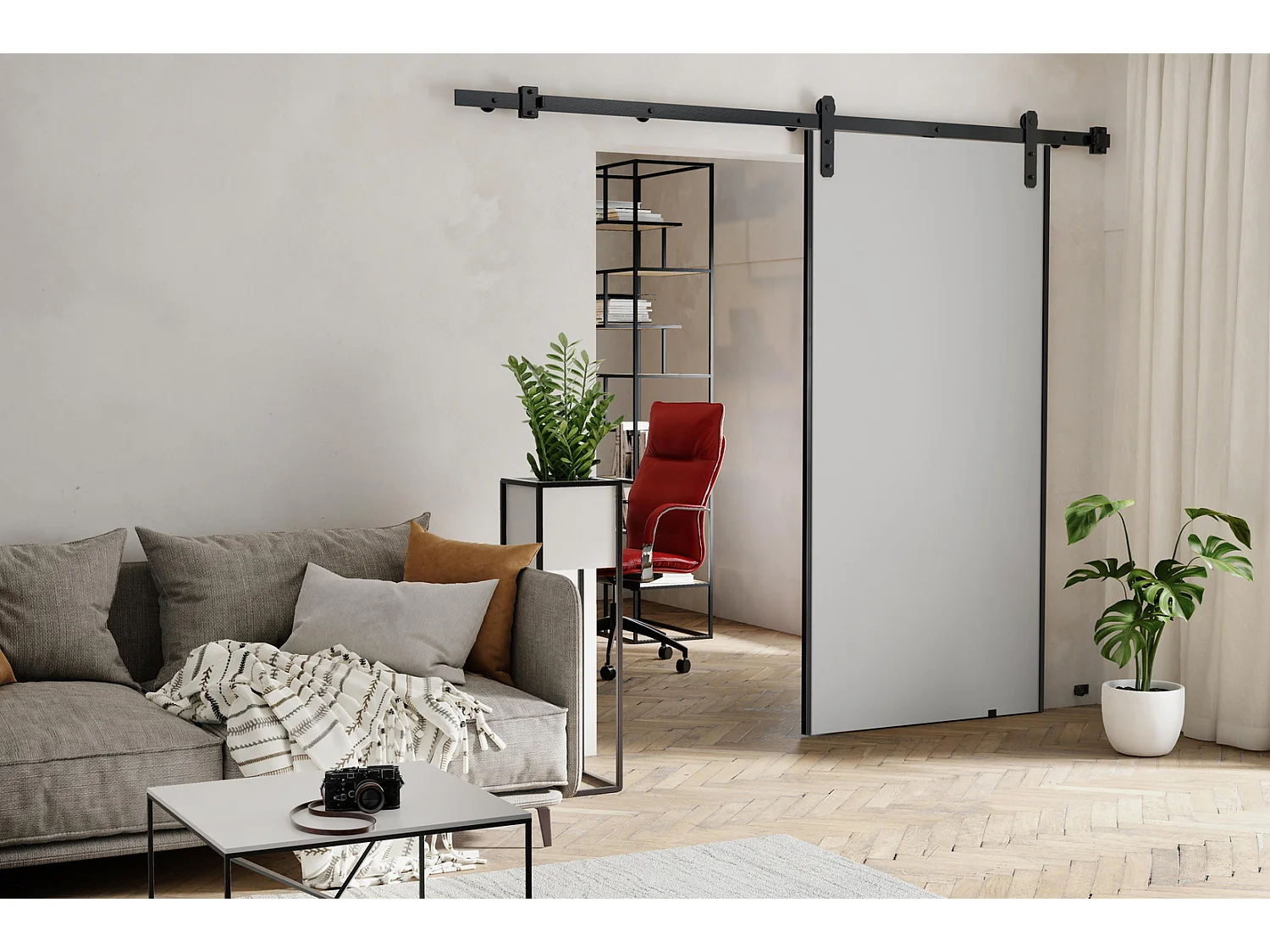 Schuifdeur 60 cm Ares - Schuifdeursysteem, schuifhordeur rail - Wit