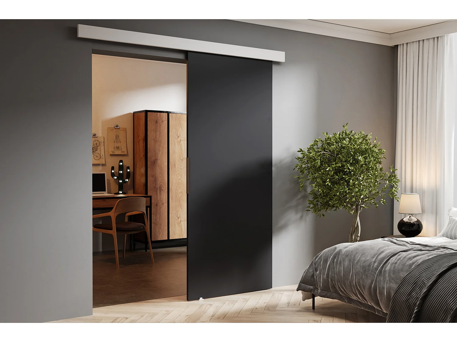 Emporius Porte coulissante 80 cm Doris - portes coulissantes murales intérieures - Graphite