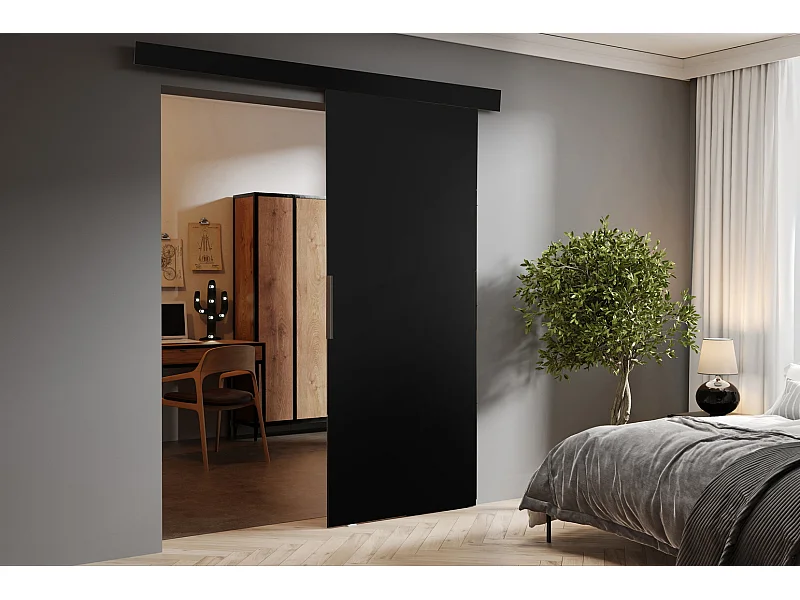 Emporius Porte coulissante 90 cm Doris - portes coulissantes murales intérieures - Noir
