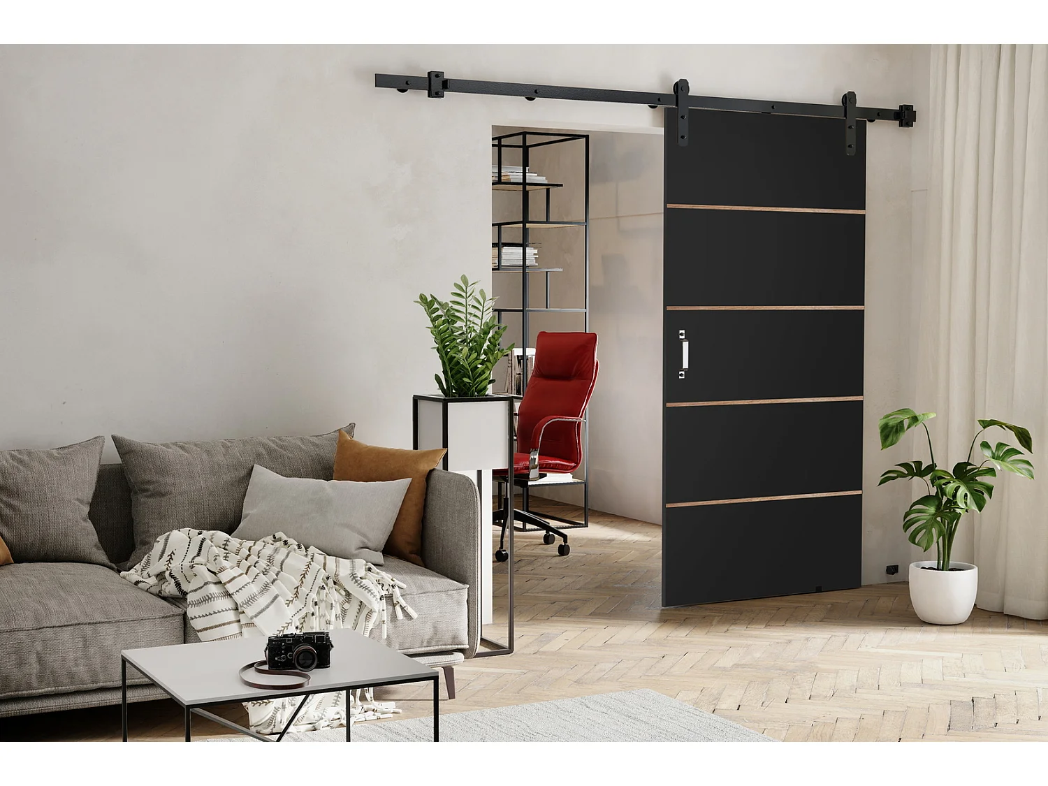 Emporius Porte coulissante 60 cm Lomar Plus - Noir