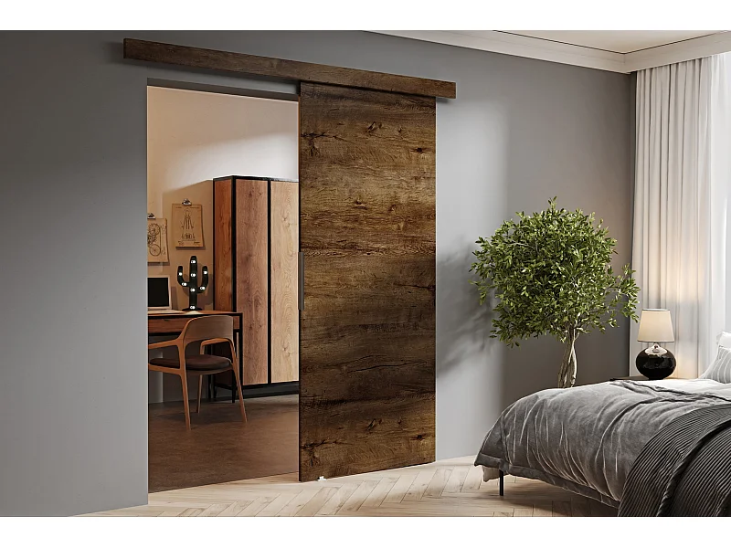 Emporius Porte coulissante 70 cm Doris - portes coulissantes murales intérieures - Bois foncé