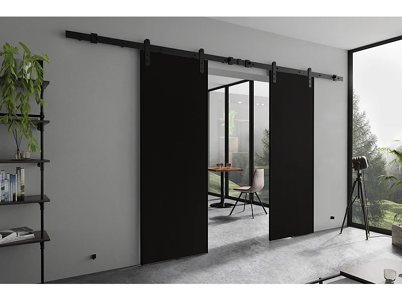 Emporius Porte coulissante 210 cm Ares Duo - porte suspendue coulissante, loft - Noir