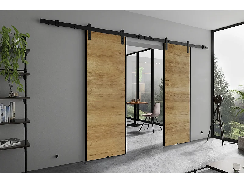 Emporius Schiebetür 170 cm Ares Duo - Loft-Stil, Schiebetürsystem - Craft Eiche