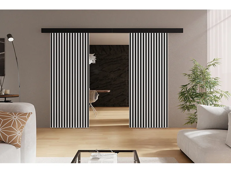 Emporius Schwebetür 210 cm Belor Duo - Schiebetürsystem, imitation lamelle, zimmertür - Weiß