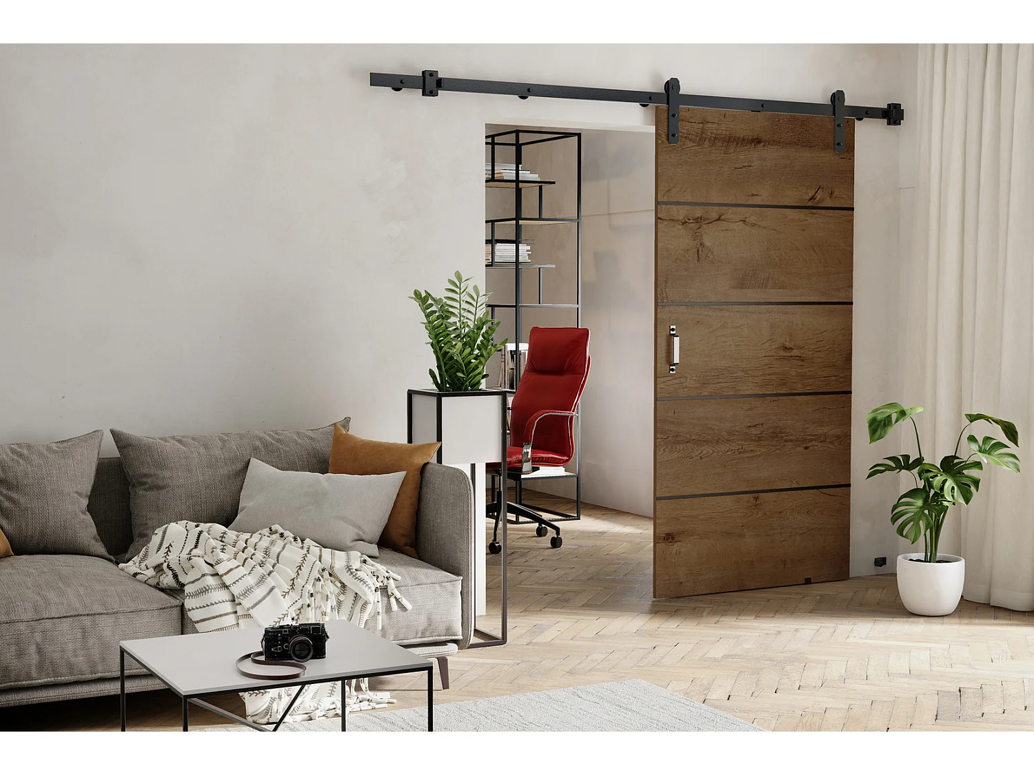 Emporius Porte coulissante 100 cm Lomar Plus - Bois foncé