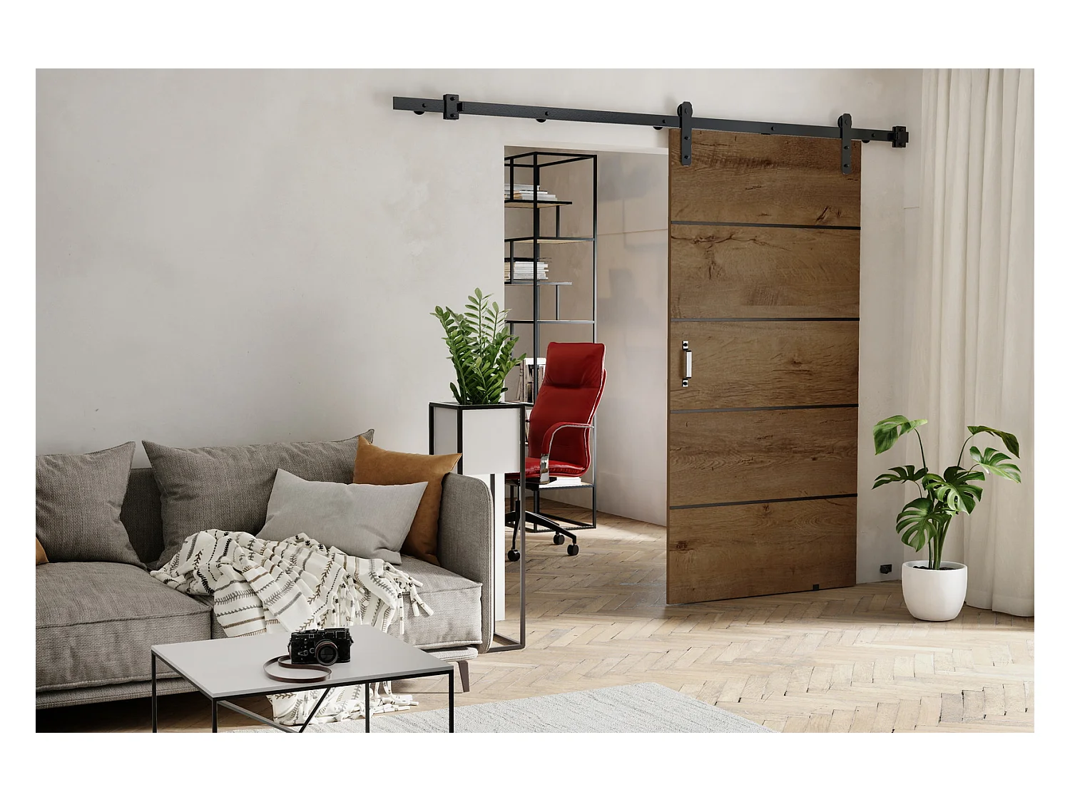 Emporius Porte coulissante 80 cm Lomar Plus - Bois foncé