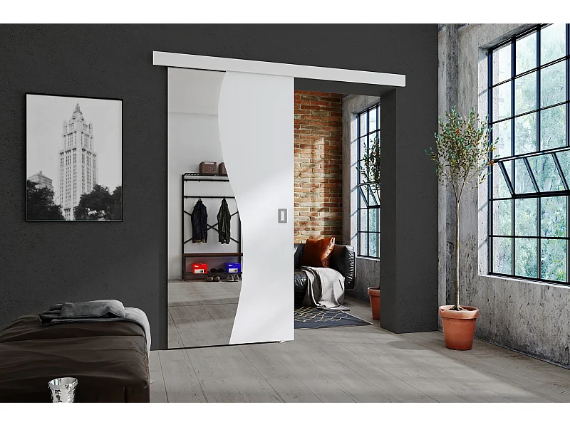 Emporius Schiebetür 70 cm Kaja - Schiebetürsystem, Spiegel, Weiß