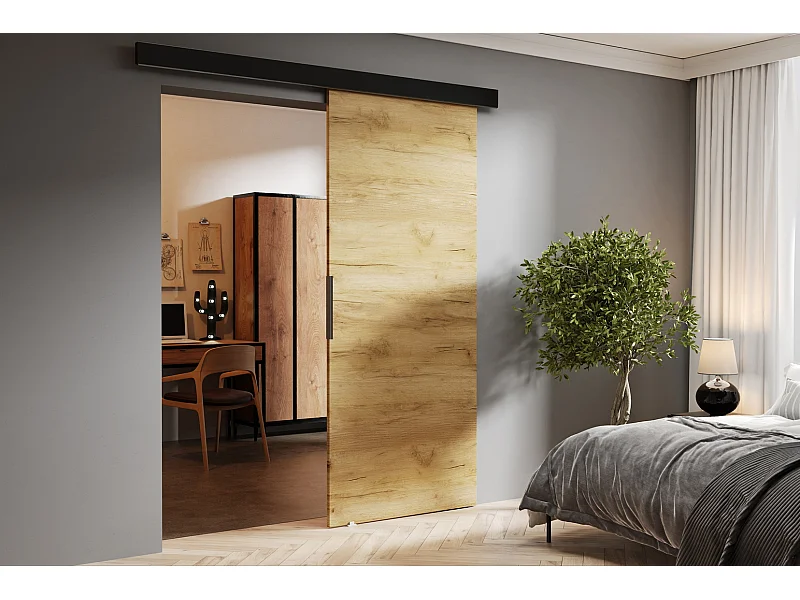 Emporius Porte coulissante 60 cm Doris - portes coulissantes murales intérieures - Chêne craft doré