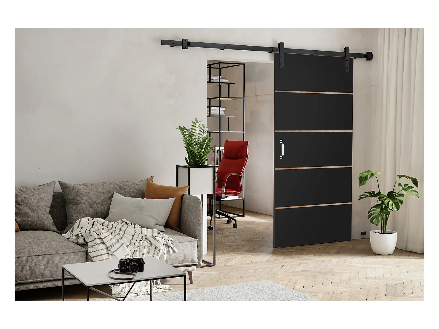 Emporius Porte coulissante 90 cm Lomar Plus - Noir