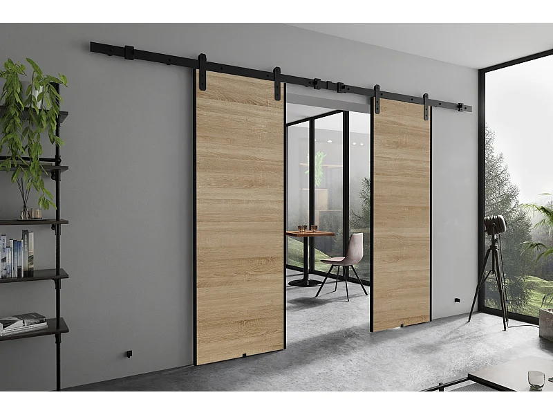 Emporius Porte coulissante 170 cm Ares Duo - porte suspendue coulissante, loft - Chêne sonoma