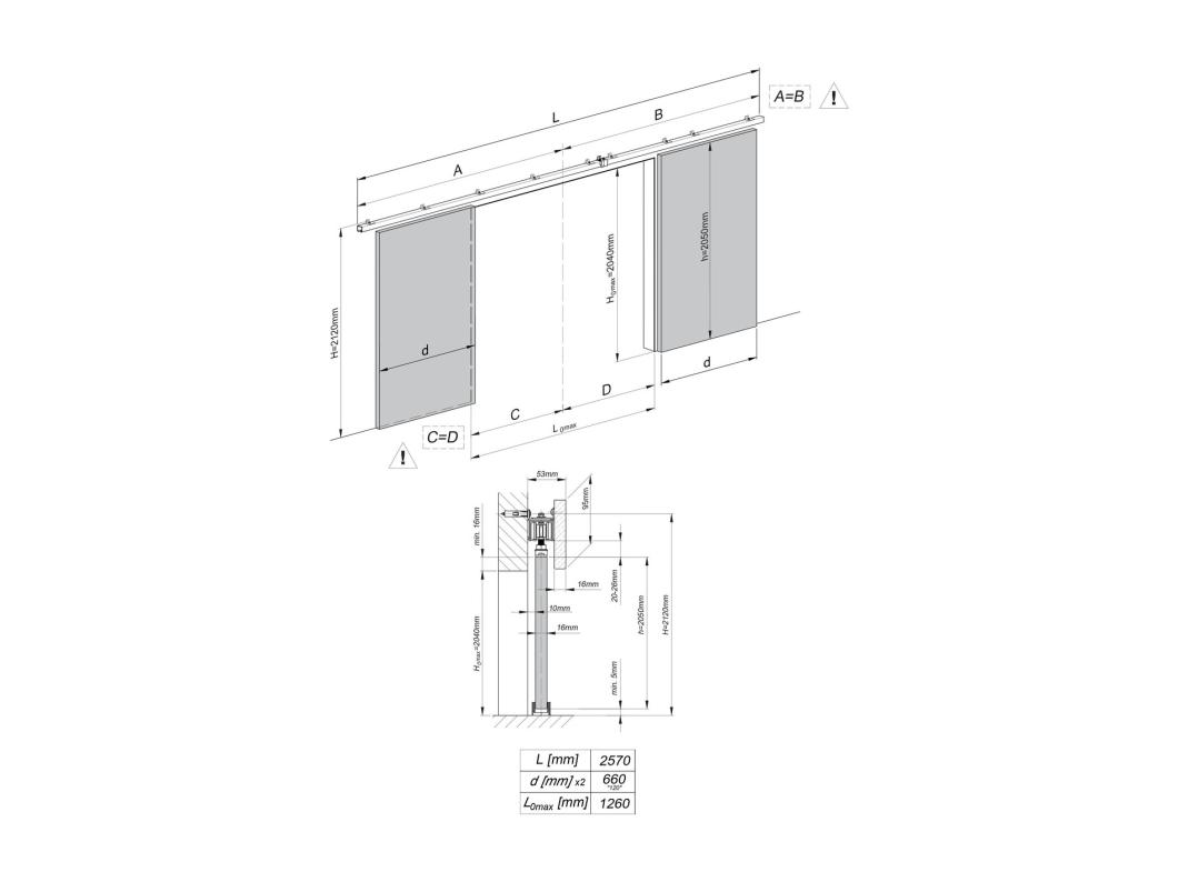 Emporius drzwi przesuwne 130 cm Kaja Duo - drzwi naścienne z lustrem do salonu, garderoby - Czarny