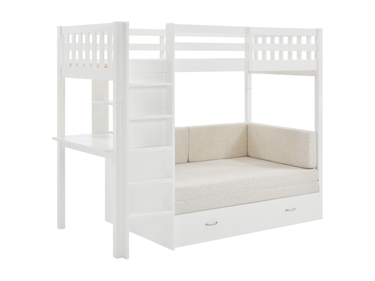 Hochbett mit Sofa mit Schlaffunktion - 90 x 190 cm- Kiefernholz & MDF - Wei günstig online kaufen
