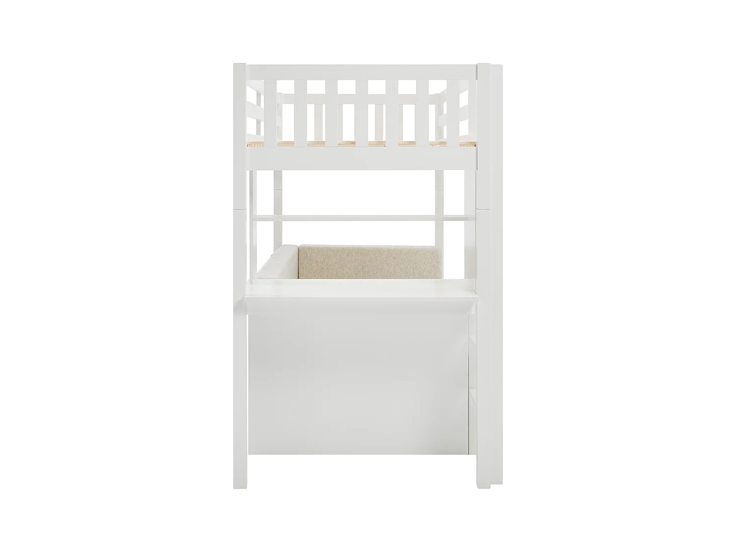 Hochbett mit Sofa mit Schlaffunktion - 90 x 190 cm- Kiefernholz & MDF - Weiß - ORPELIA