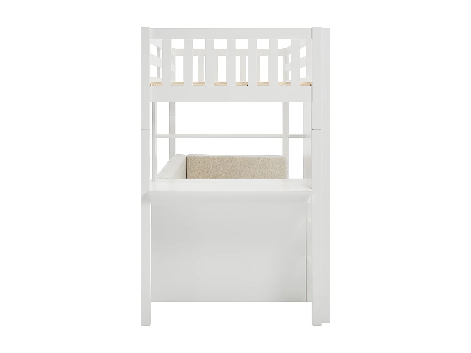 Hochbett mit Sofa mit Schlaffunktion - 90 x 190 cm- Kiefernholz & MDF - Weiß - ORPELIA