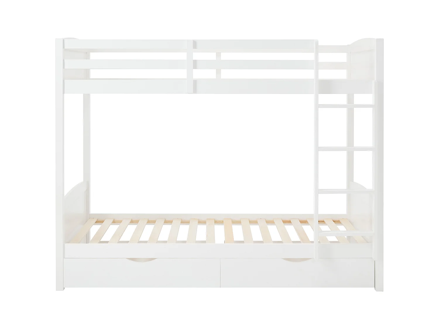 Letto a castello 2 x 90 x 200 cm 2 cassetti Abete e MDF Bianco + Materasso - LIMODARA