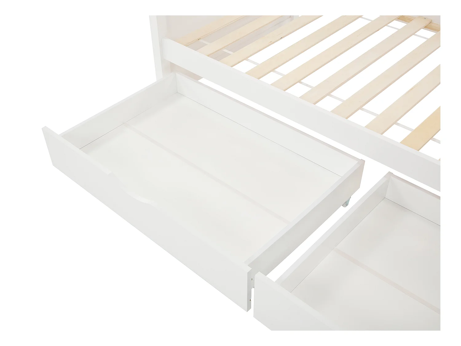 Letto a castello 2 x 90 x 200 cm 2 cassetti Abete e MDF Bianco + Materasso - LIMODARA