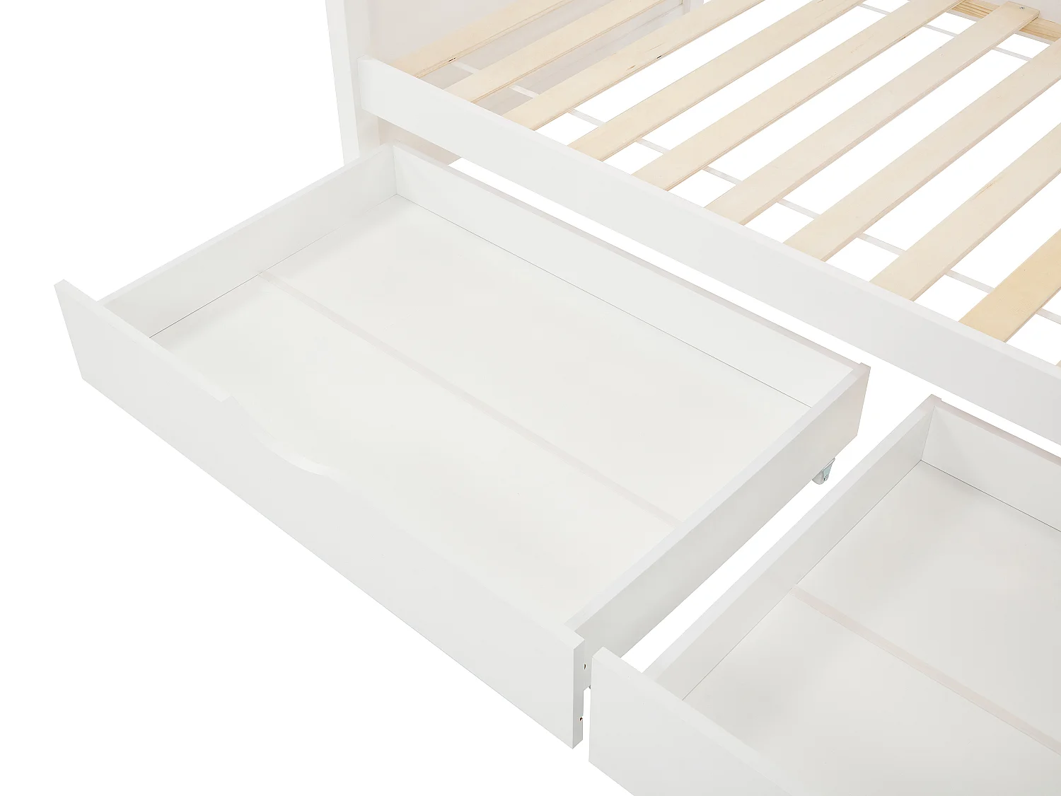 Łóżko piętrowe 2 x 90 x 200 cm - 2 szuflady - Drewno sosnowe i MDF - Biały + Materac - LIMODARA