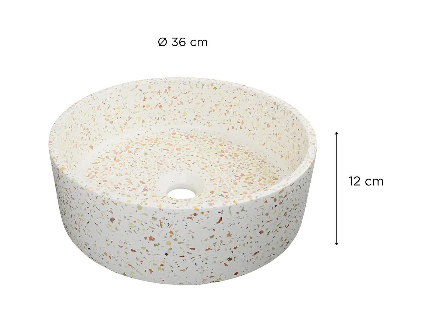 Rundes Aufsatzwaschbecken aus Terrazzo 36cm ADALA