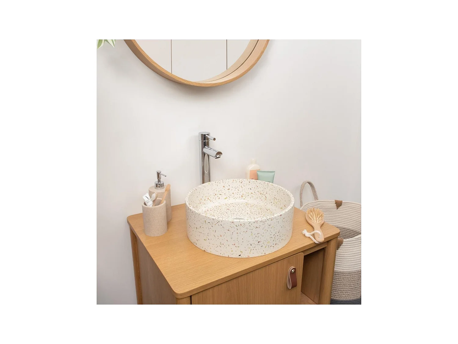 Vasque à poser ronde en terrazzo 36cm