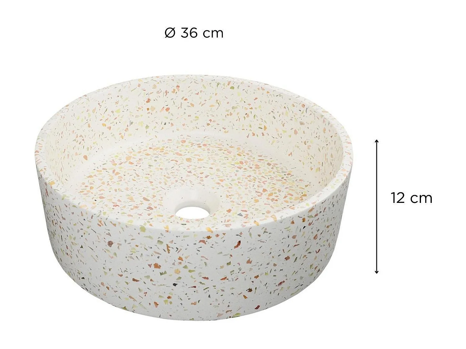 Lavabo sobre encimera redondo de terrazo ADALA de 36 cm