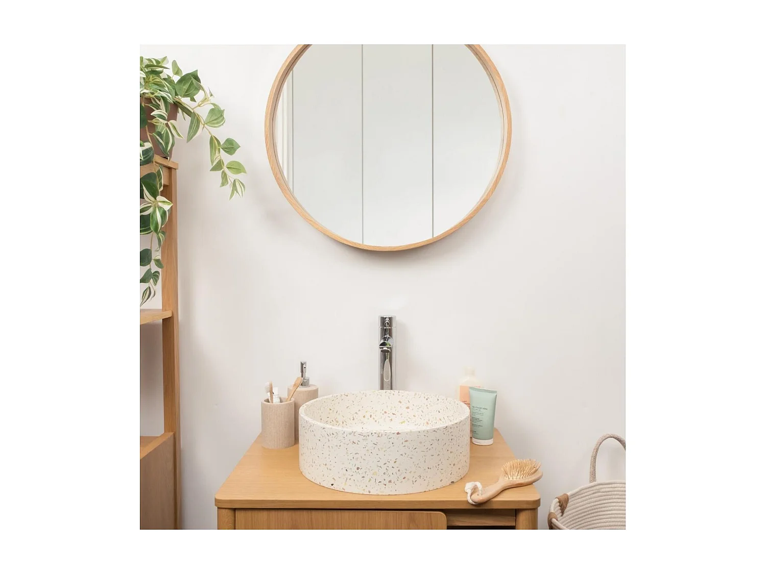 Lavabo sobre encimera redondo de terrazo ADALA de 36 cm