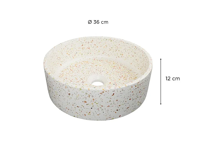 Vasque à poser ronde en terrazzo 36cm