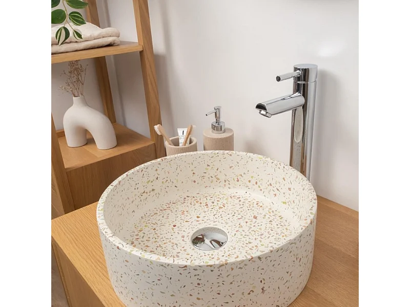 Vasque à poser ronde en terrazzo 36cm