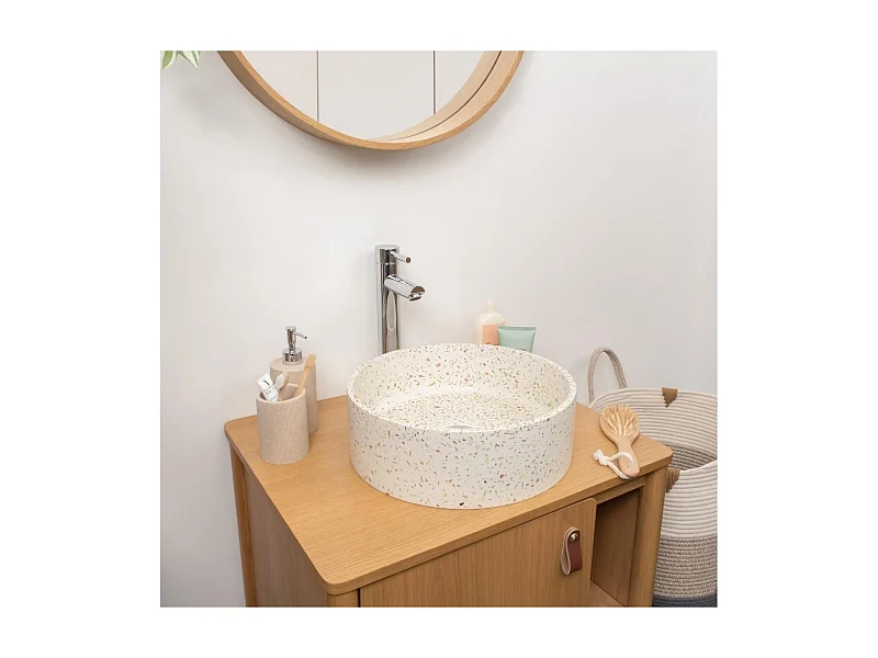 Vasque à poser ronde en terrazzo 36cm