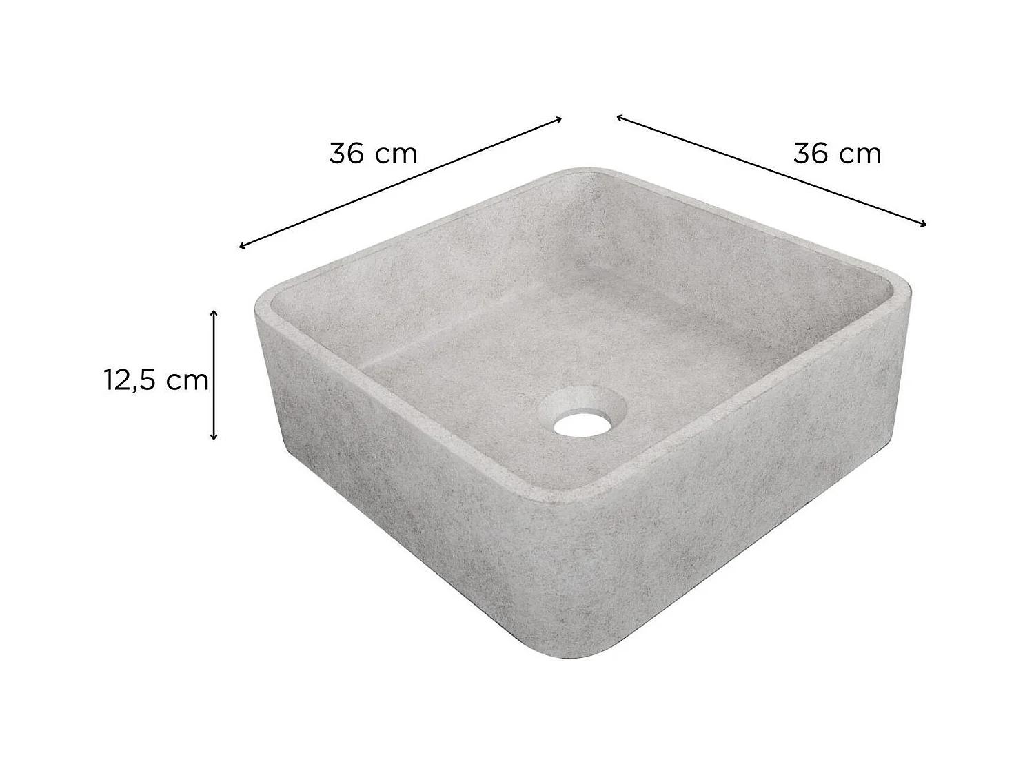Vasque à poser carrée en béton brossé 36cm