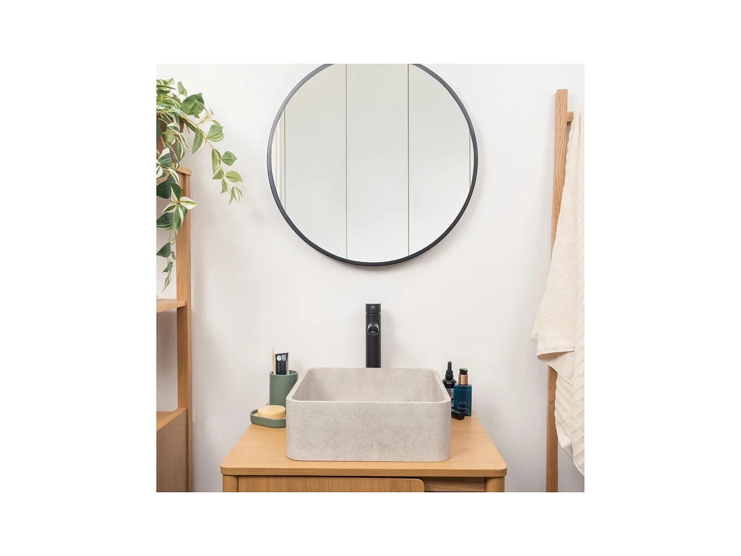 ARTEA 36cm quadratisches Aufsatzwaschbecken aus gebürstetem Beton